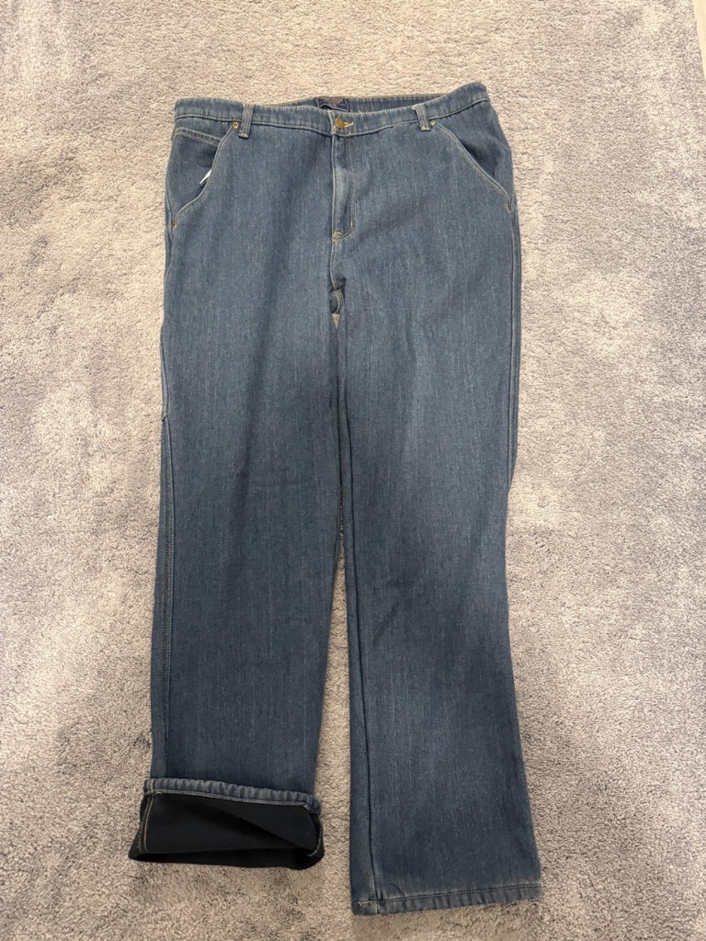 Bass Creek Outfitters Jeans Mens 38x34 Blue Fleece Lined Relaxed Carpenter Denim